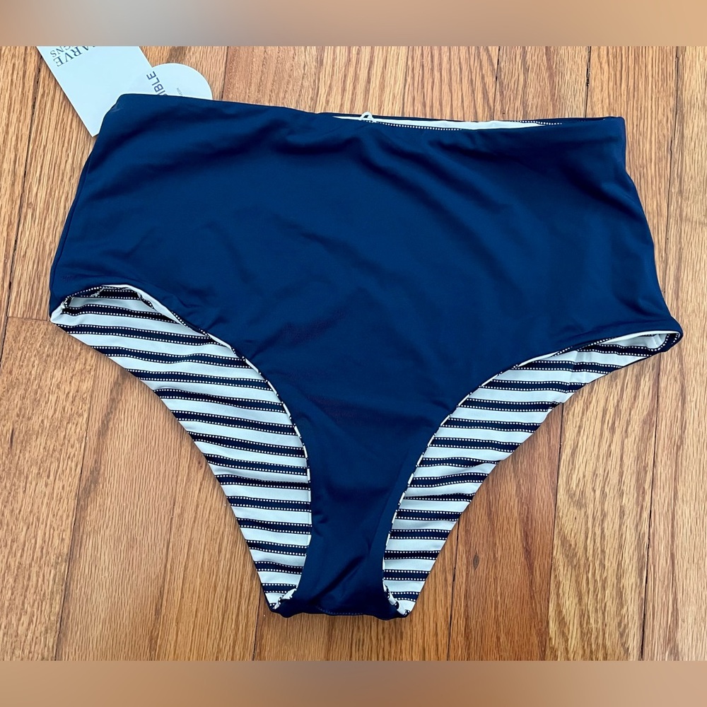 NWT Reversible Navy and White Bikini Swim Bottom